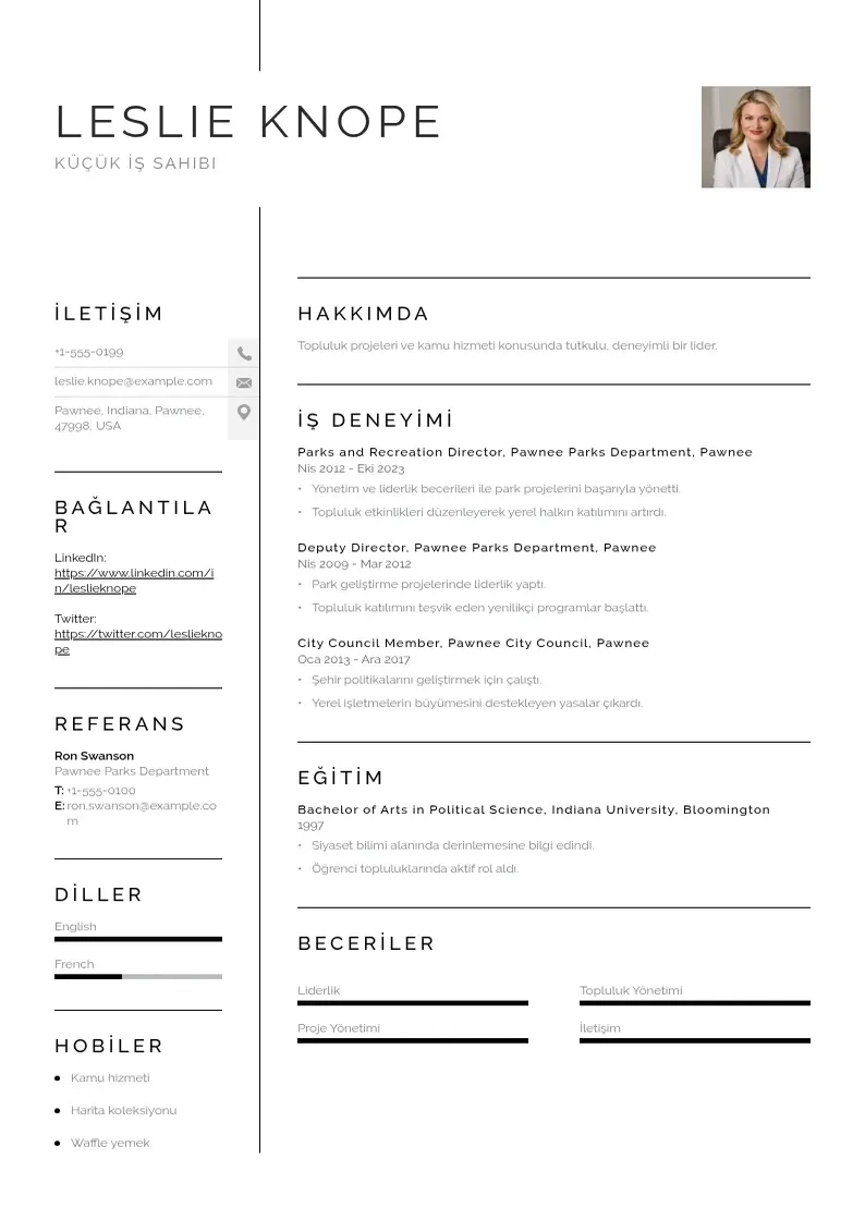 Vienkārša Küçük iş sahibi  CV piemērs