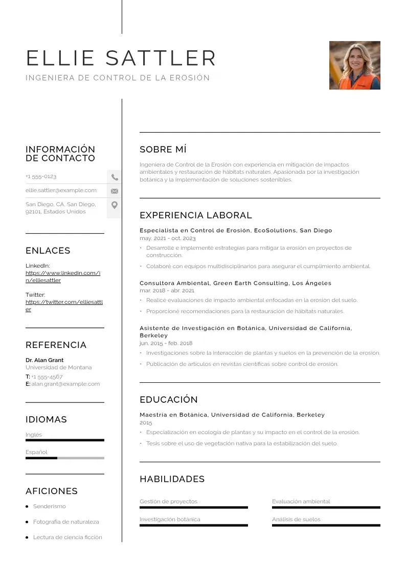 two column ingeniero-de-control-de-la-erosion resume example