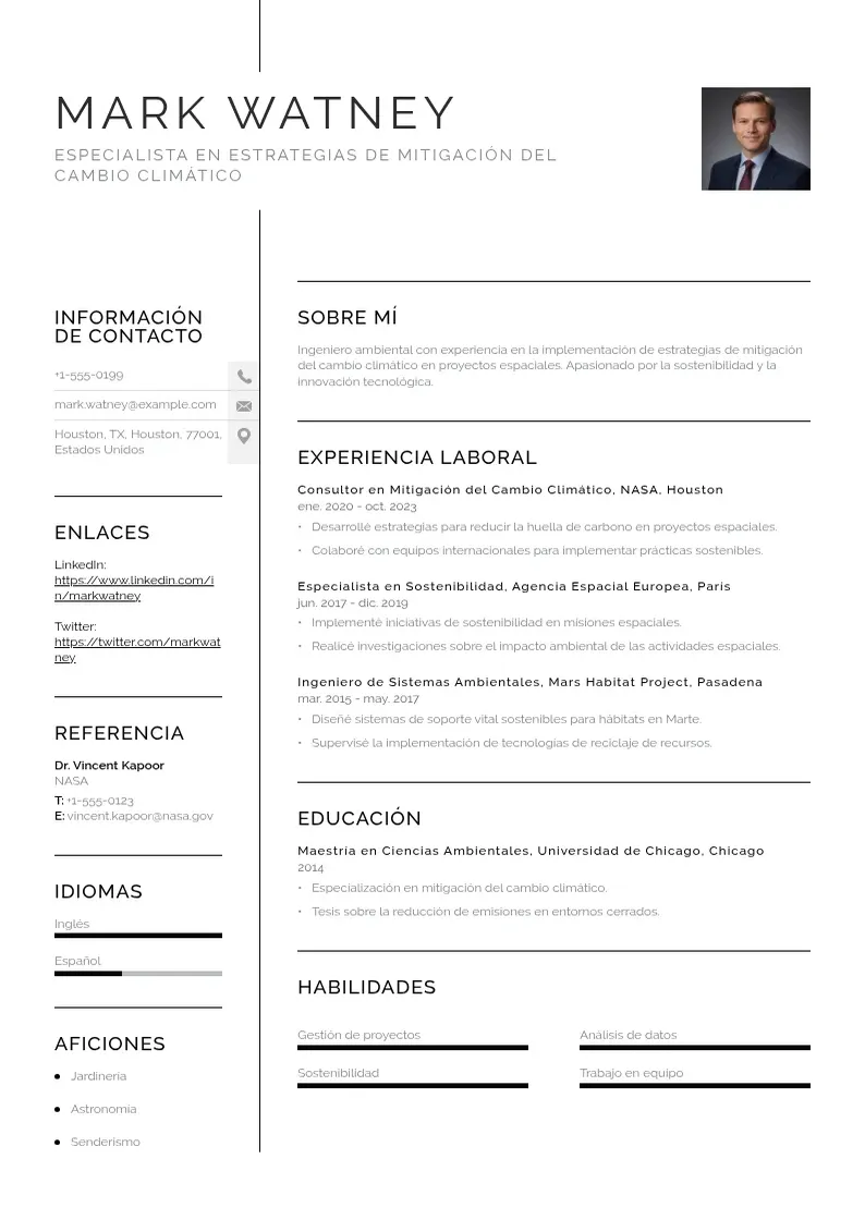 two column especialista-en-estrategias-de-mitigacion-del-cambio-climatico resume example