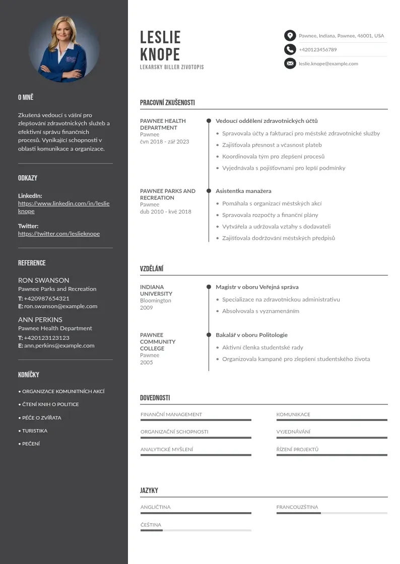 Divu kolonnu Lekarsky biller zivotopis CV piemērs