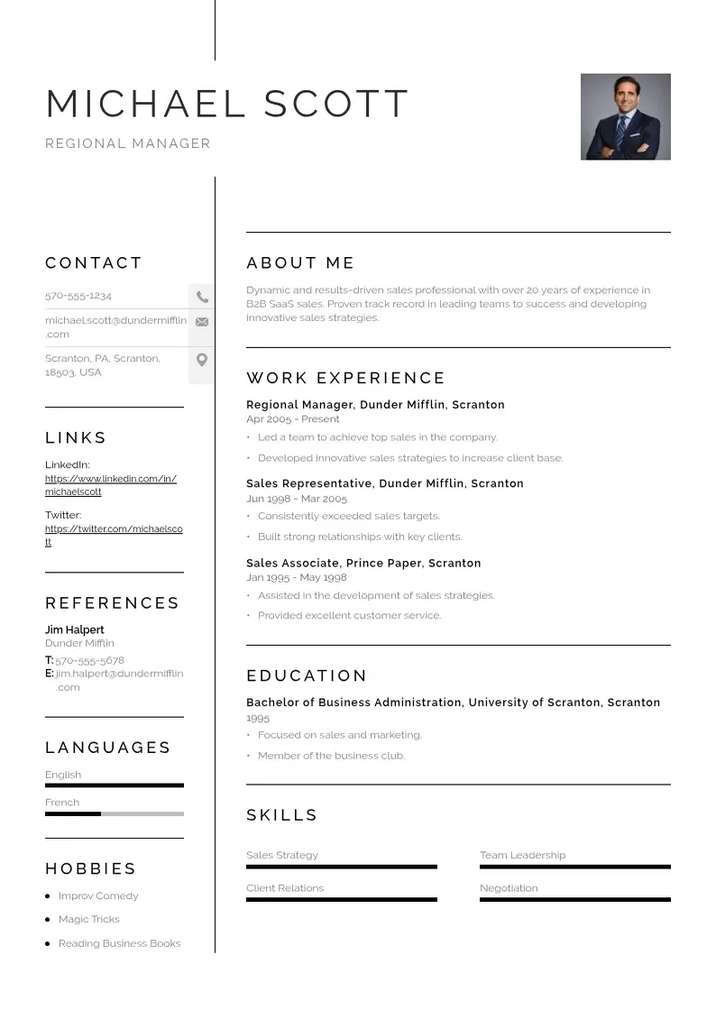 simple Saas b2b sales resume resume example