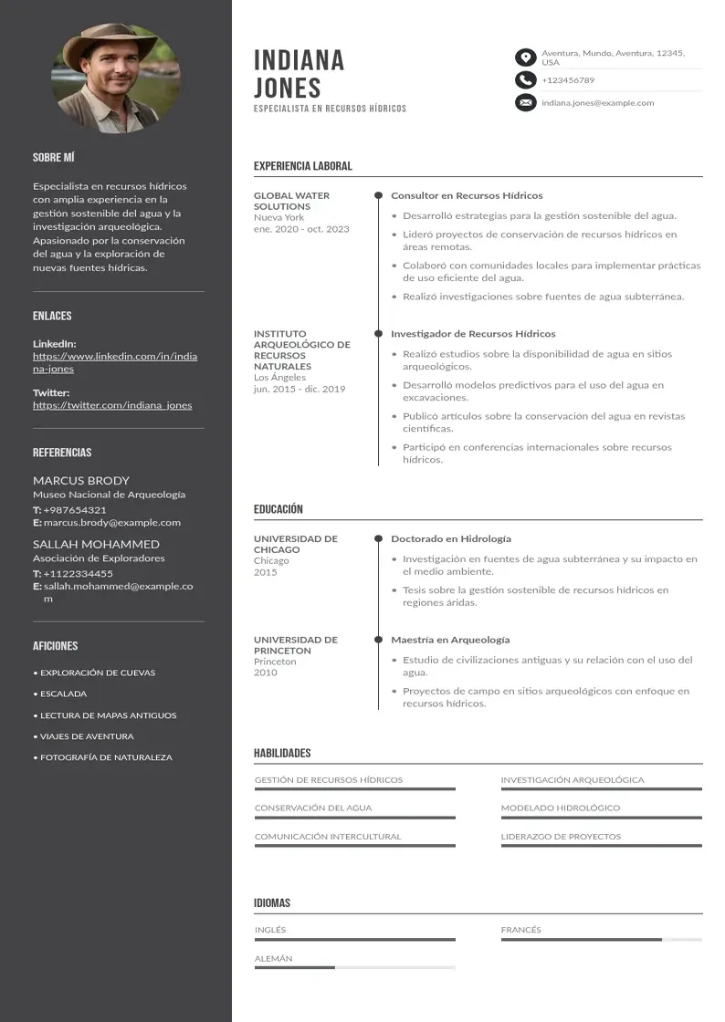 two column especialista-en-recursos-hidricos resume example