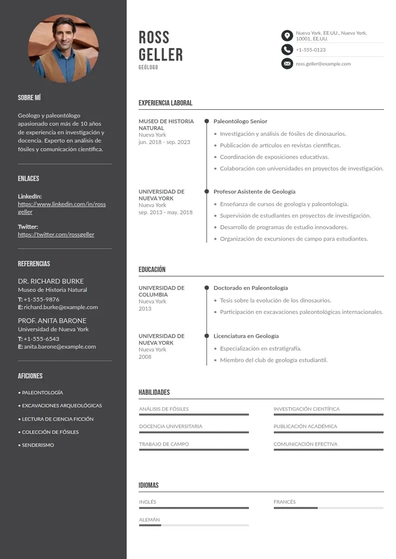 two column curriculum-de-geologo resume example