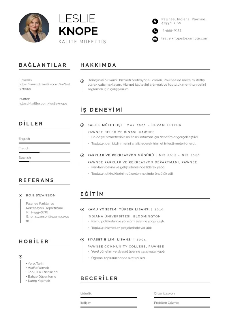 Profesionāla Kalite Müfettişi  CV veidne