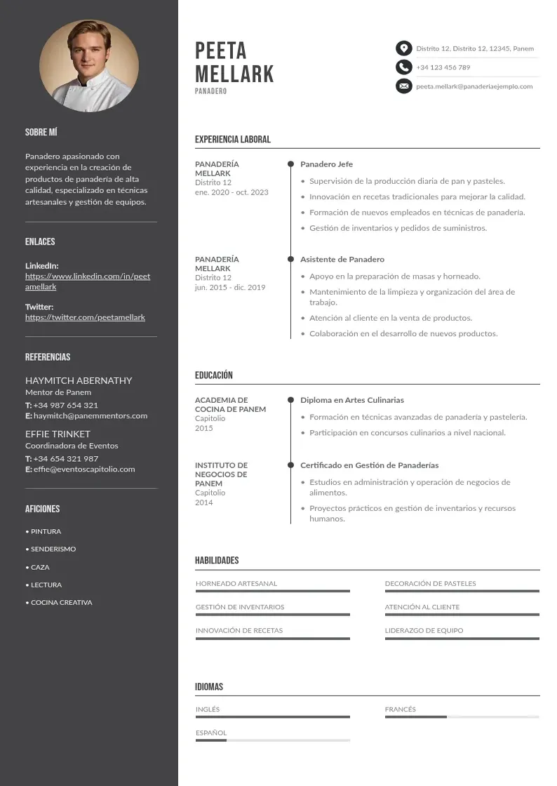 two column cv-panadero resume example