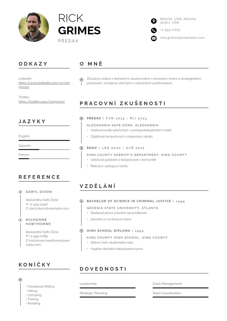 Profesionāla Předák  CV veidne