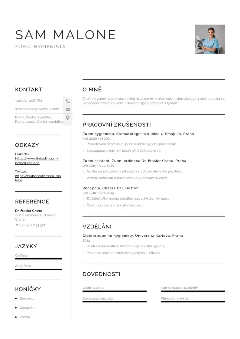 Vienkārša Dentalni hygienista zivotopis CV piemērs