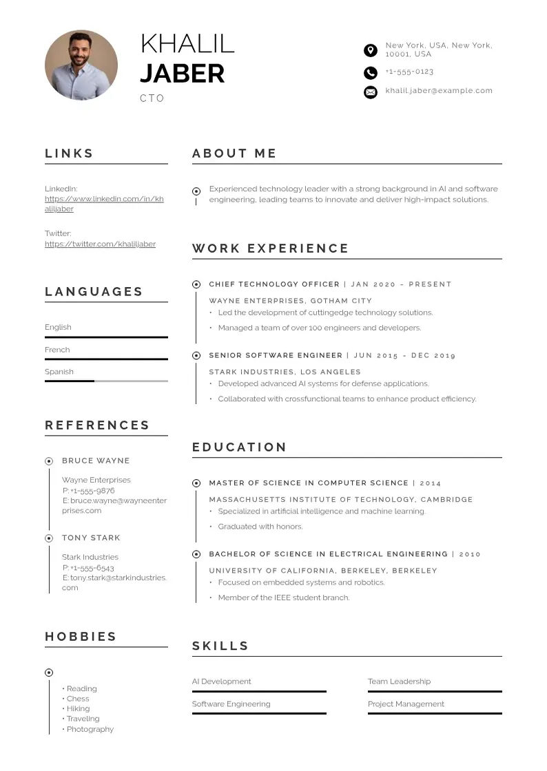 Profesionāla Libanon CV veidne