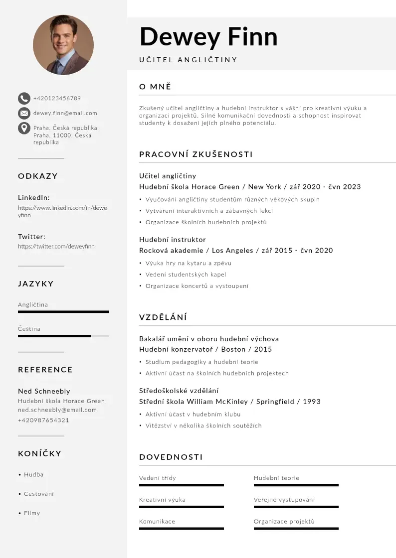 Mūsdienīga Zivotopis ucitele anglictiny CV veidne