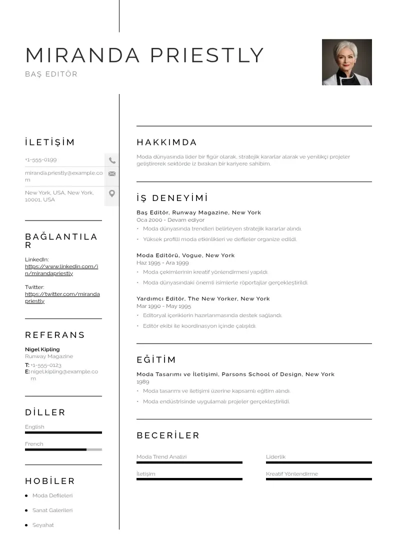 Vienkārša Sef si CV piemērs