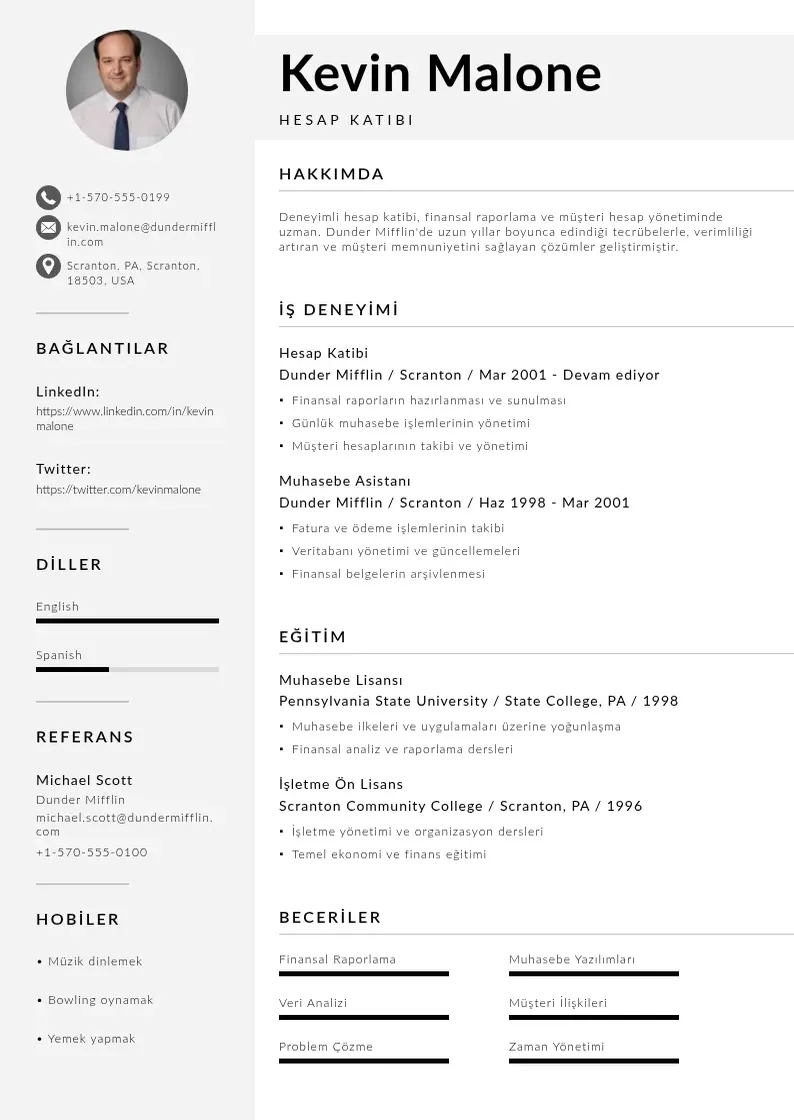 Mūsdienīga Hesap katibi  CV veidne
