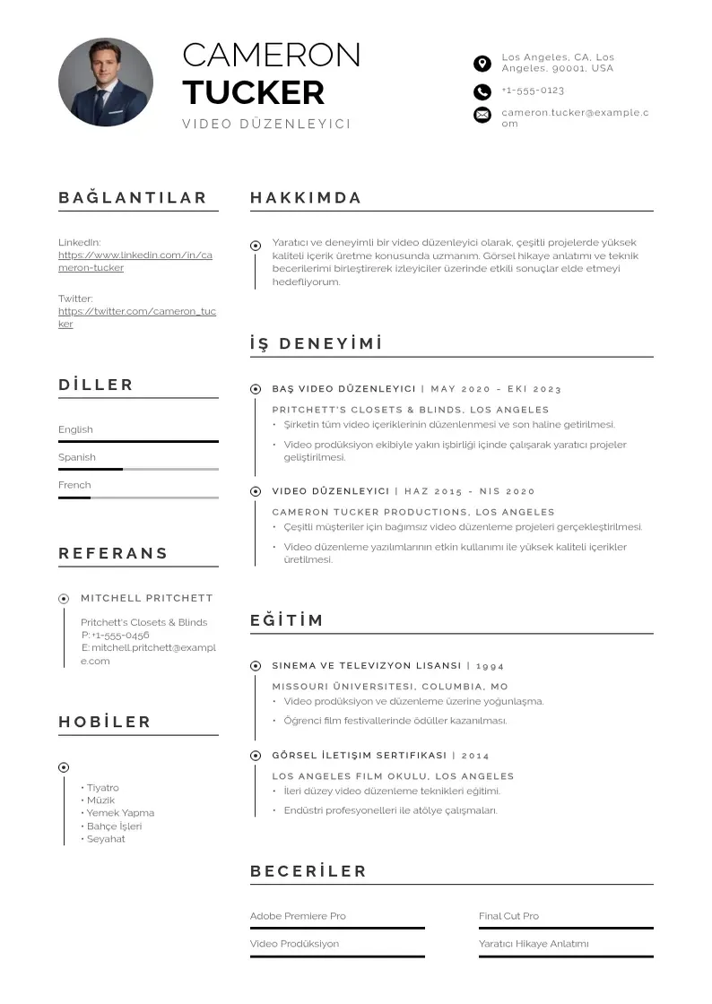 Profesionāla Video Düzenleyici  CV veidne