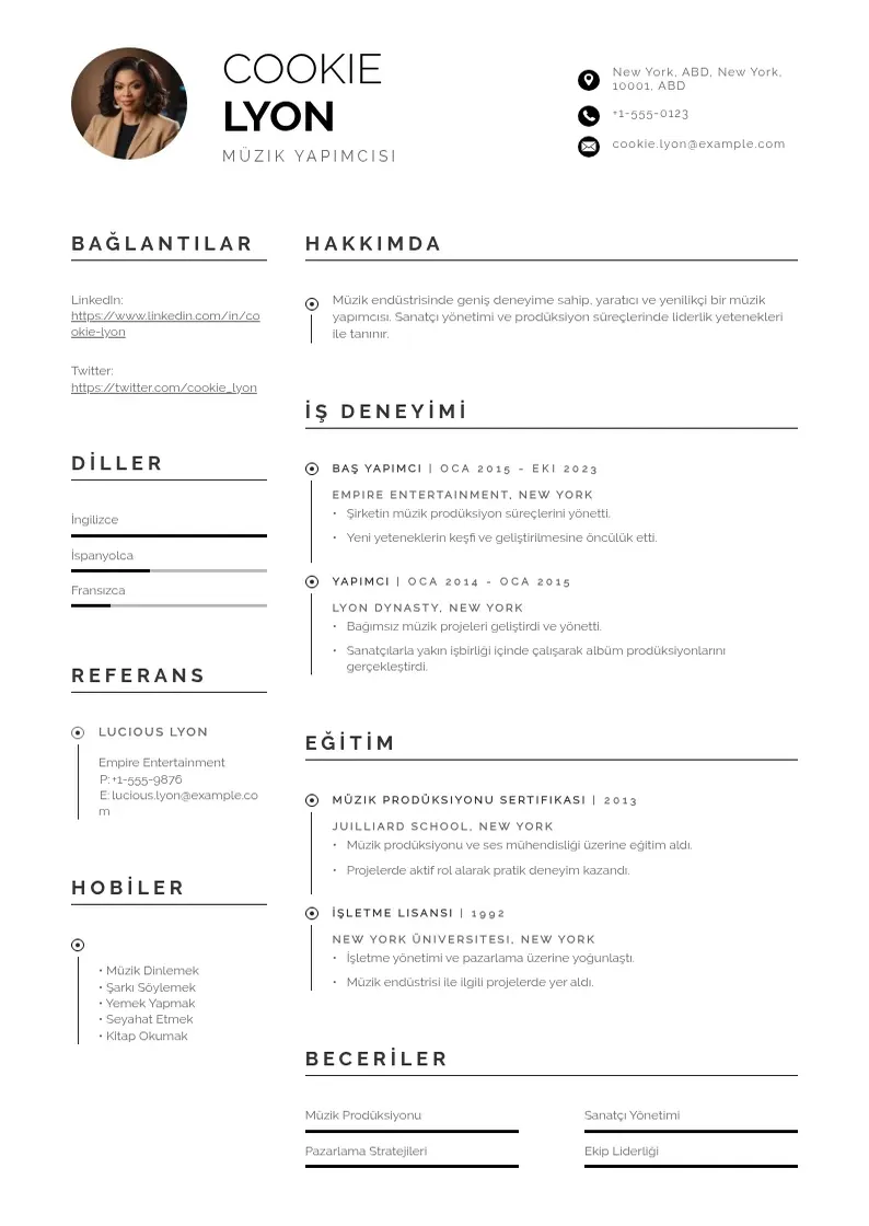 Profesionāla Müzik yapımcısı  CV veidne
