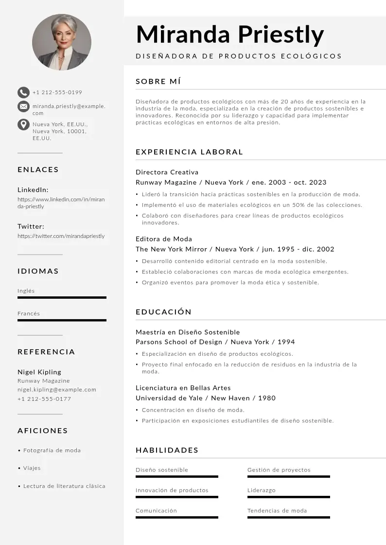 two column disenador-de-productos-ecologicos resume example