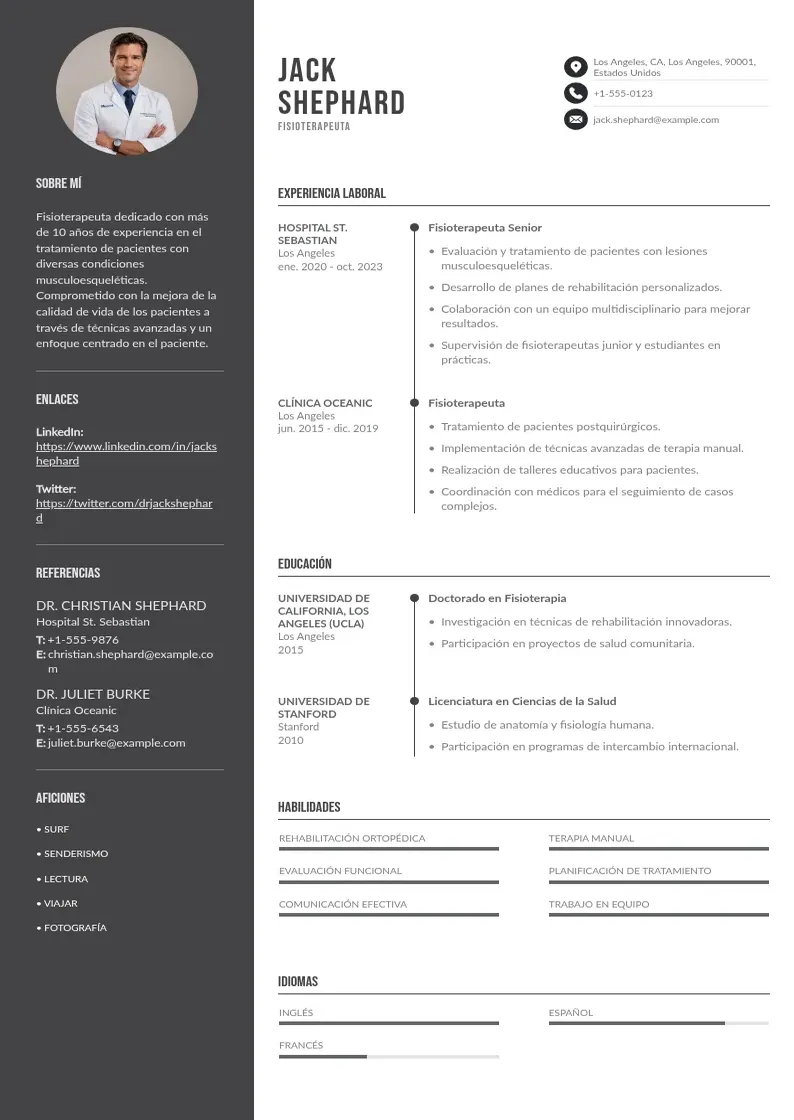 two column curriculum-de-fisioterapeuta resume example
