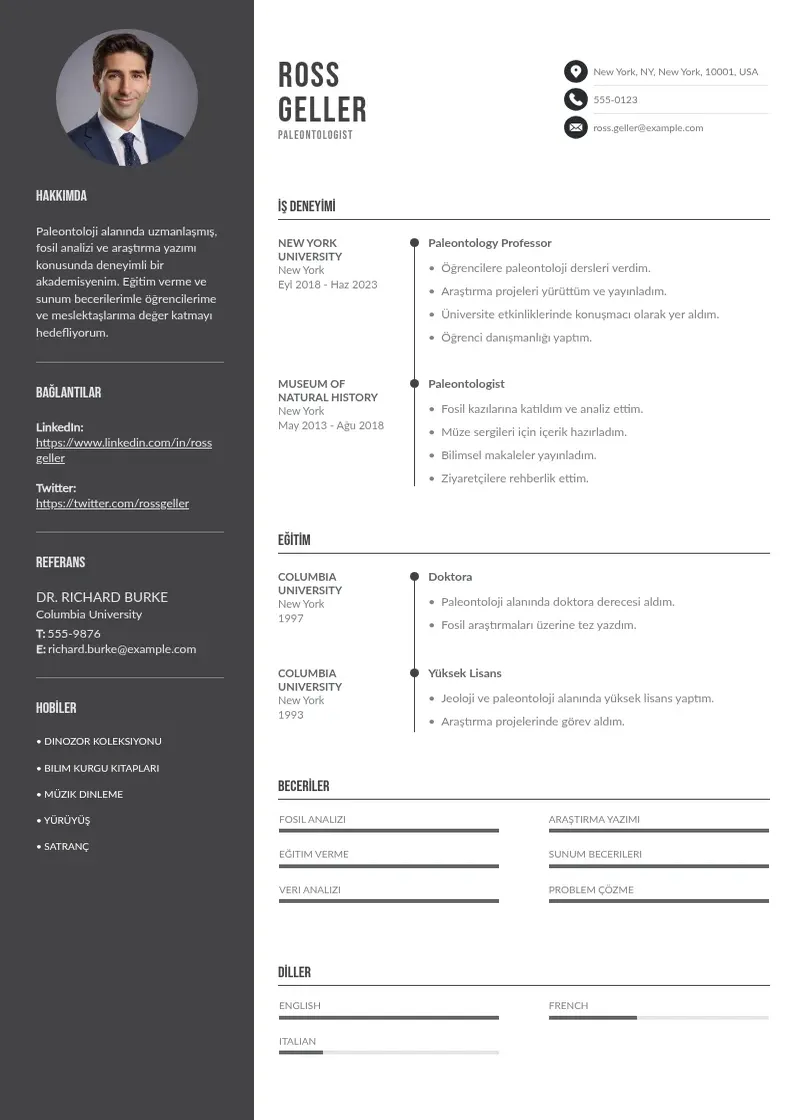 Divu kolonnu Stajyer CV piemērs