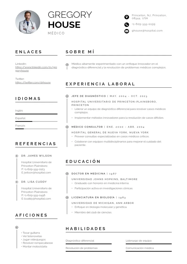 two column cv-medico resume example
