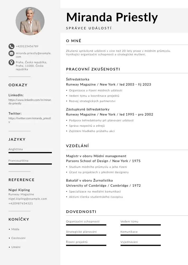 Mūsdienīga Spravcem udalosti zivotopis CV veidne