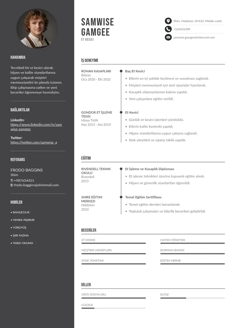 Divu kolonnu Et kesici  CV piemērs