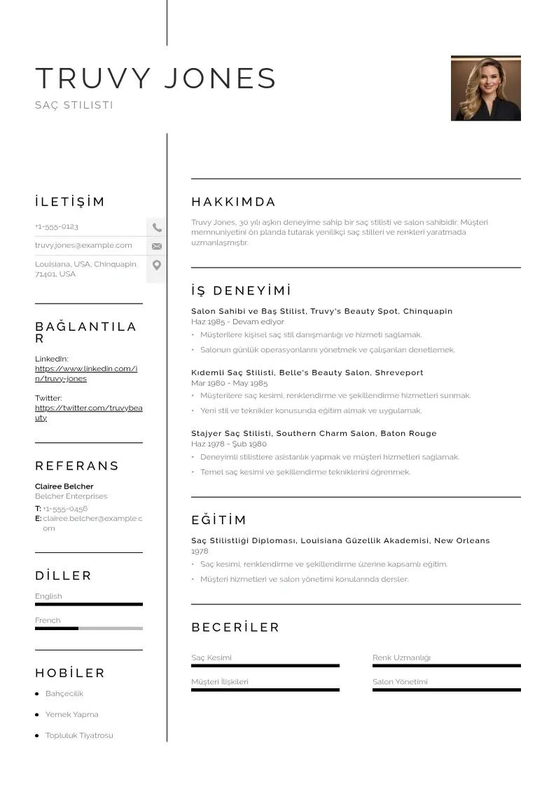 Vienkārša Saç stilisti  CV piemērs