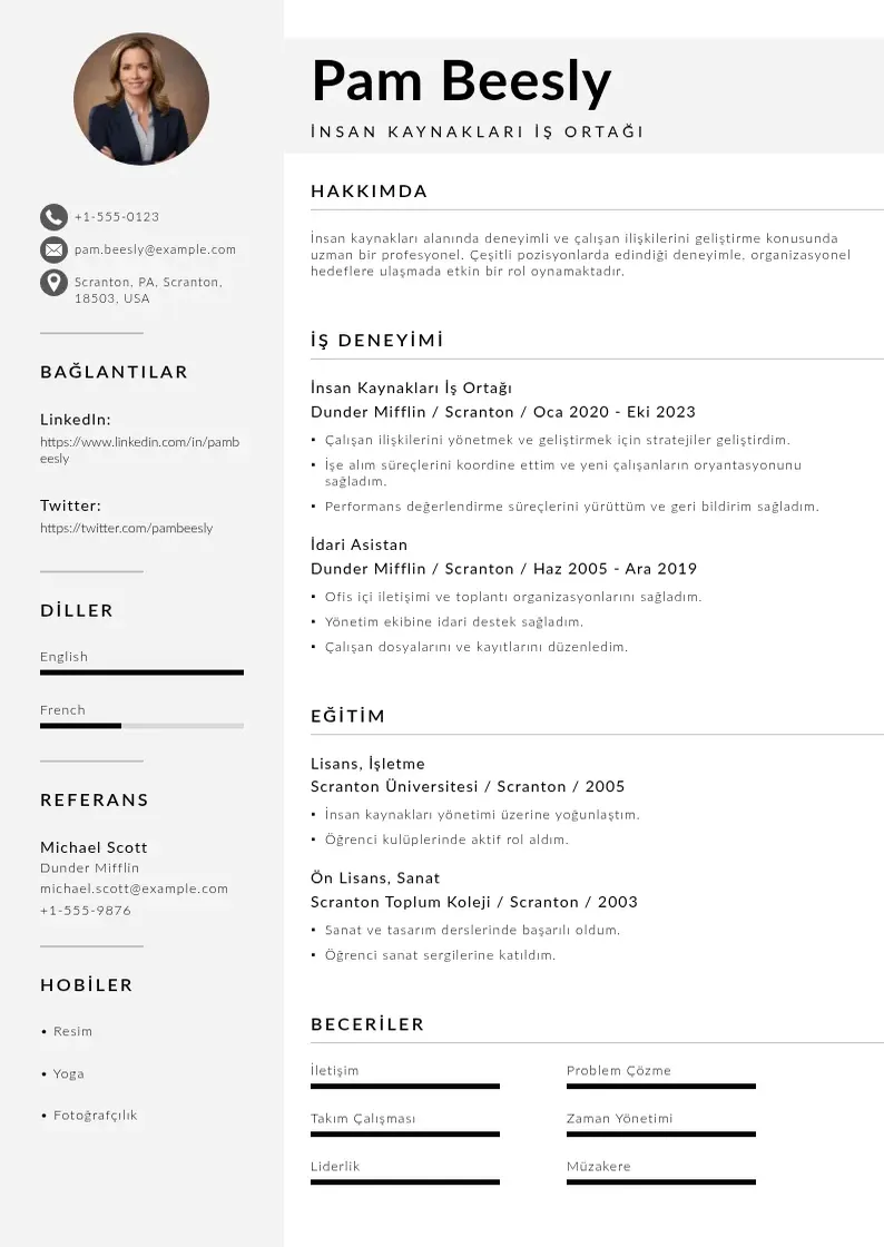 Mūsdienīga İnsan Kaynakları İş Ortağı  CV veidne