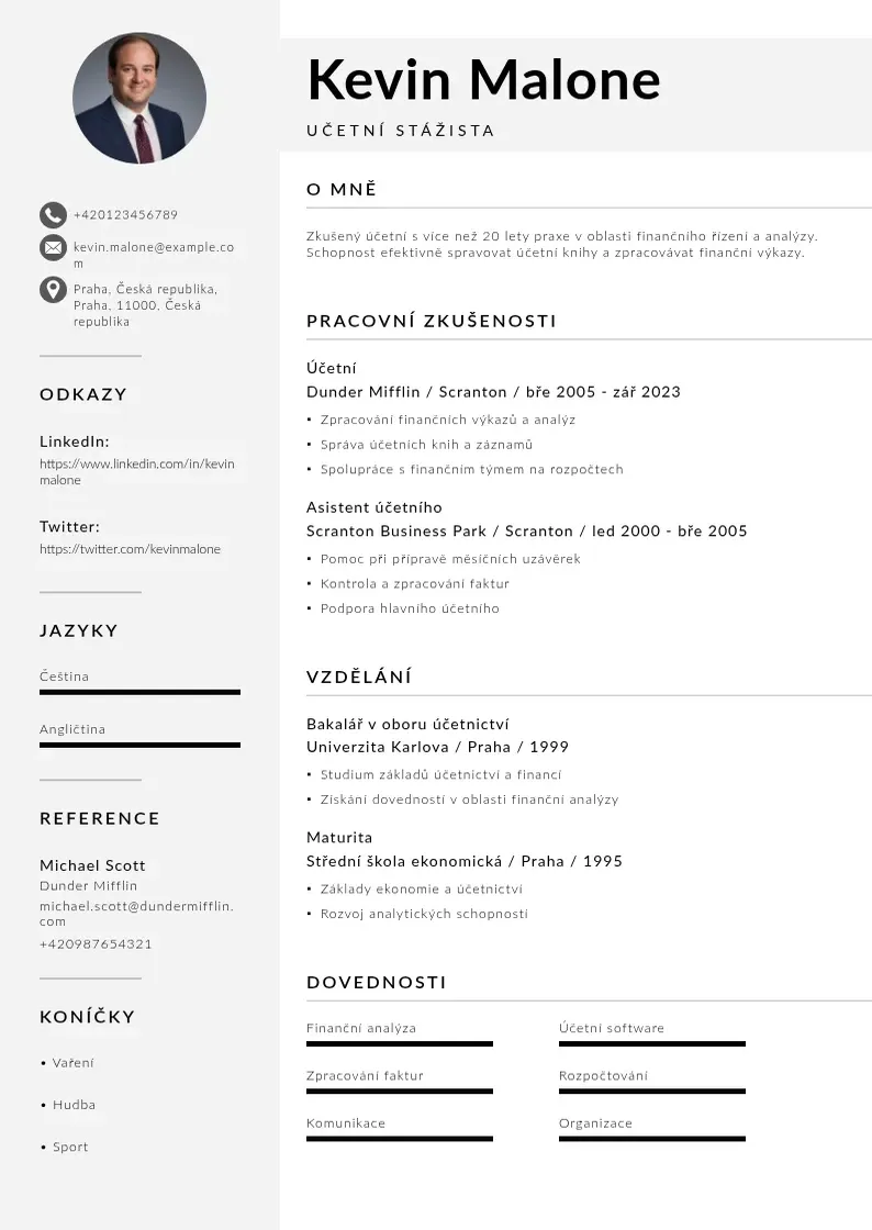 Mūsdienīga Ucetni stazista zivotopis CV veidne