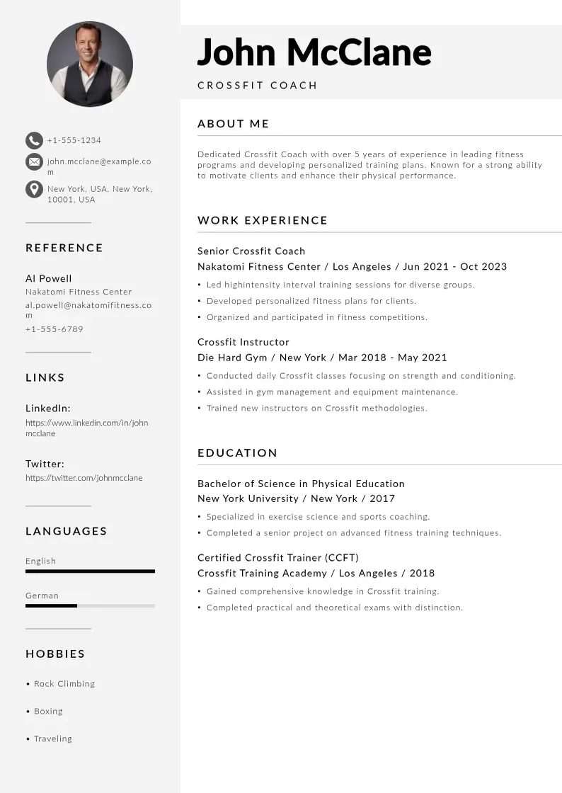 modern Crossfit coach resume examples resume template