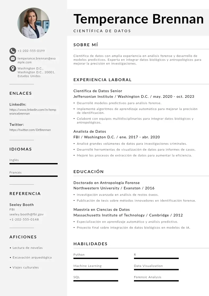 two column curriculum-de-cientifico-de-datos resume example