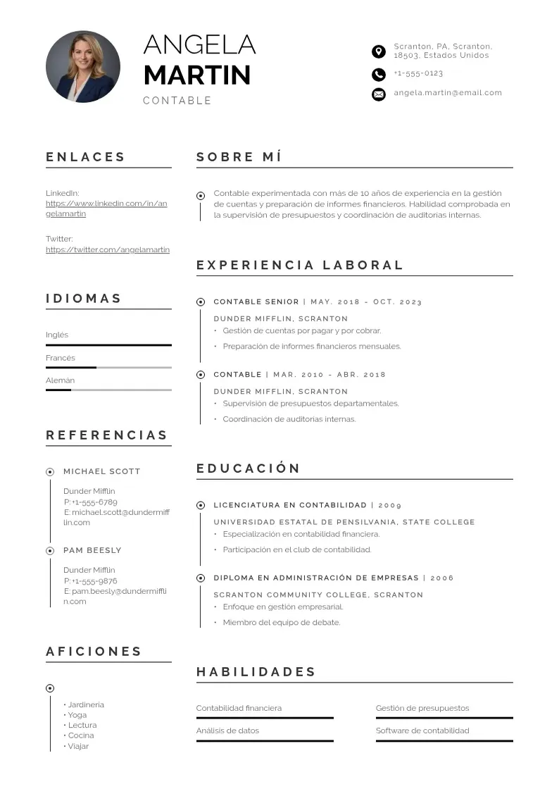 two column curriculum-de-contable resume example