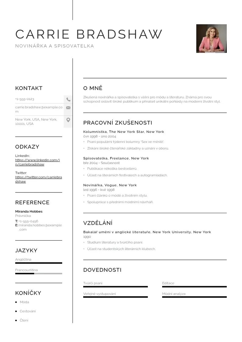 Vienkārša Urednik zivotopis 2 CV piemērs