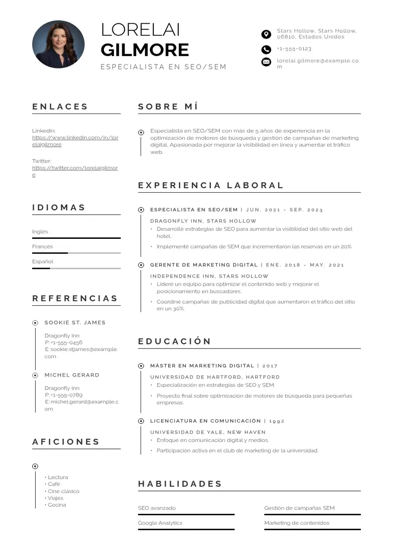 two column especialista-en-seosem resume example