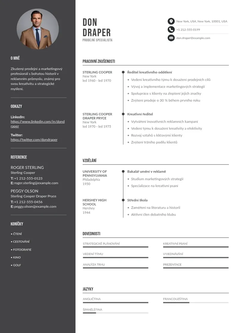 Divu kolonnu Priklad zivotopisu v oblasti prodeje CV piemērs