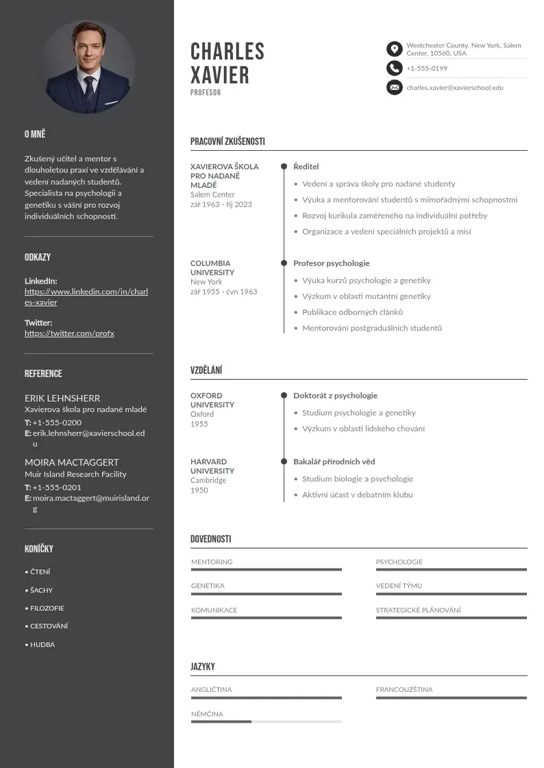 Divu kolonnu Tutor zivotopis CV piemērs