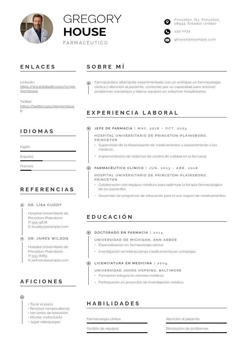 two column curriculum-de-farmaceutico resume example