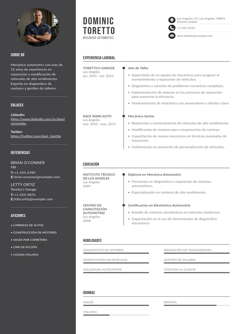 two column curriculum-de-mecanico resume example