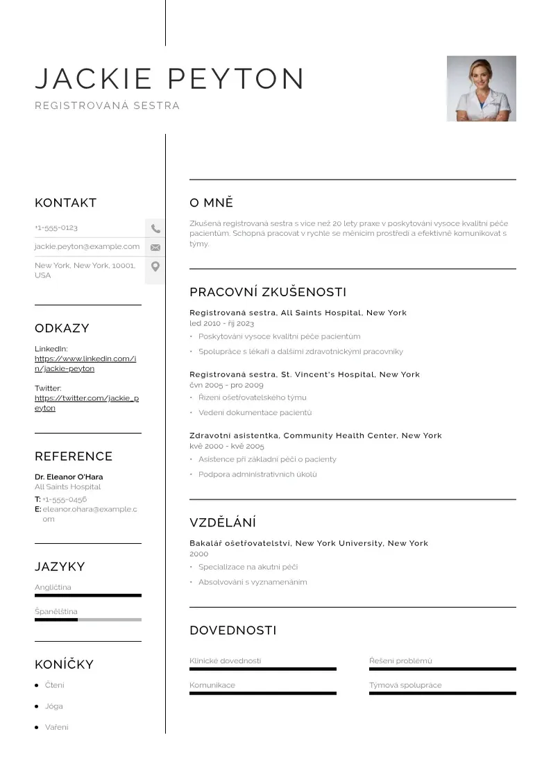 Vienkārša Registrovana sestricka zivotopis CV piemērs