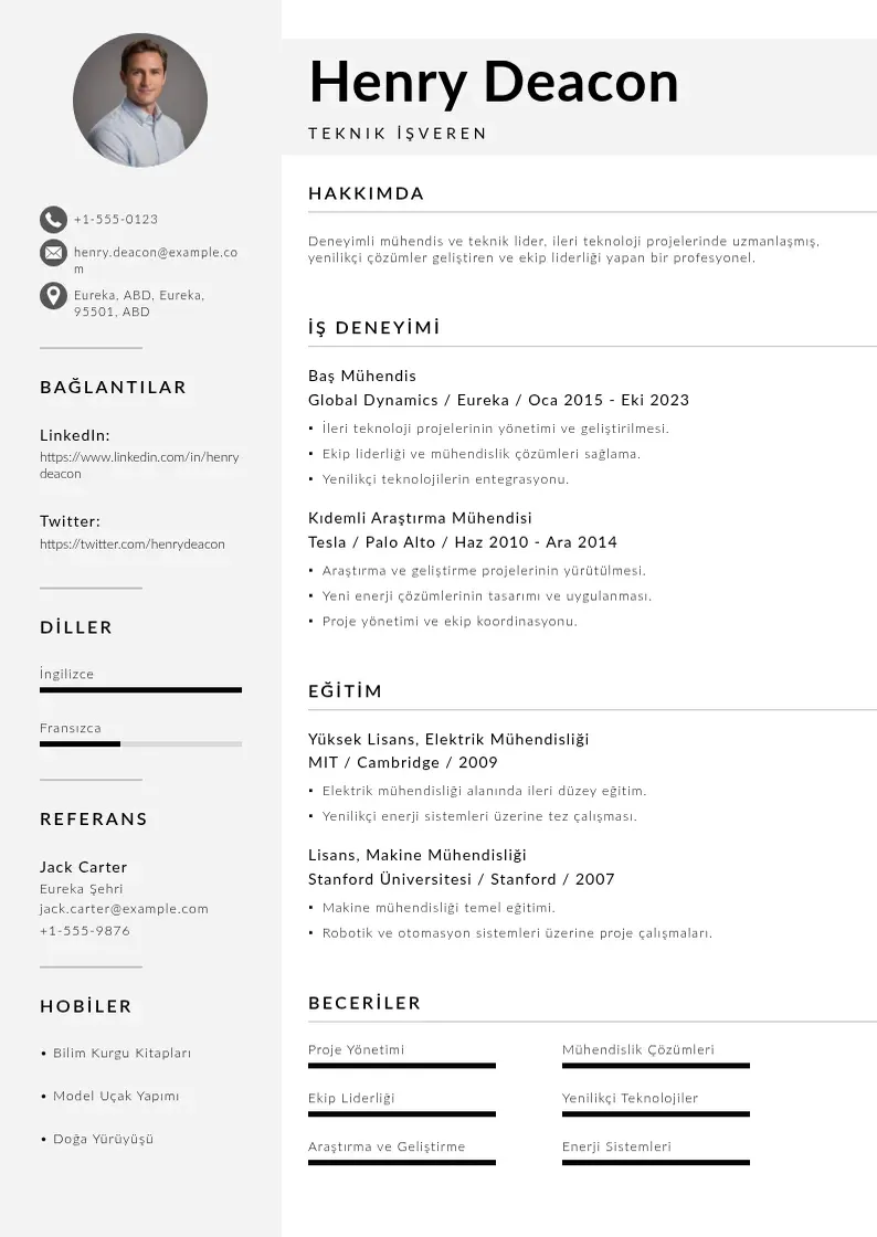 Mūsdienīga Teknik İşveren  CV veidne