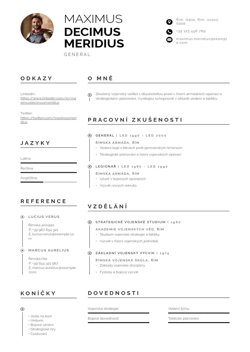 Profesionāla Valecny zivotopis CV veidne