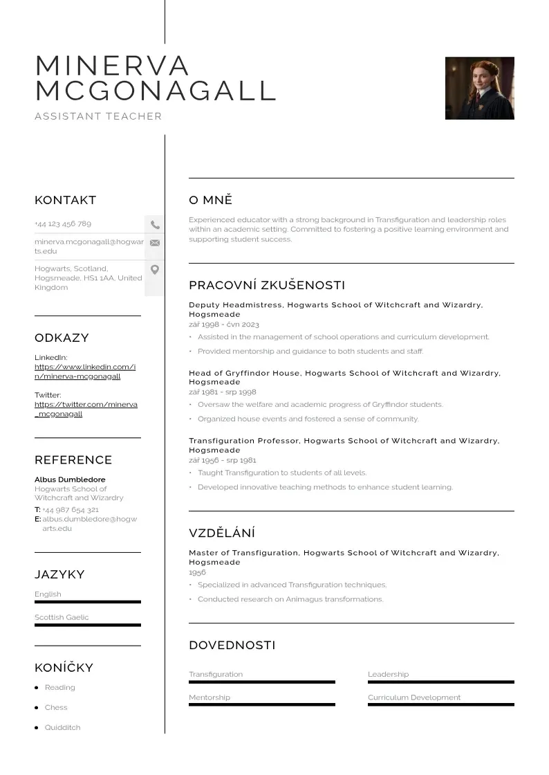 Vienkārša Pobocnik ucitele zivotopis CV piemērs