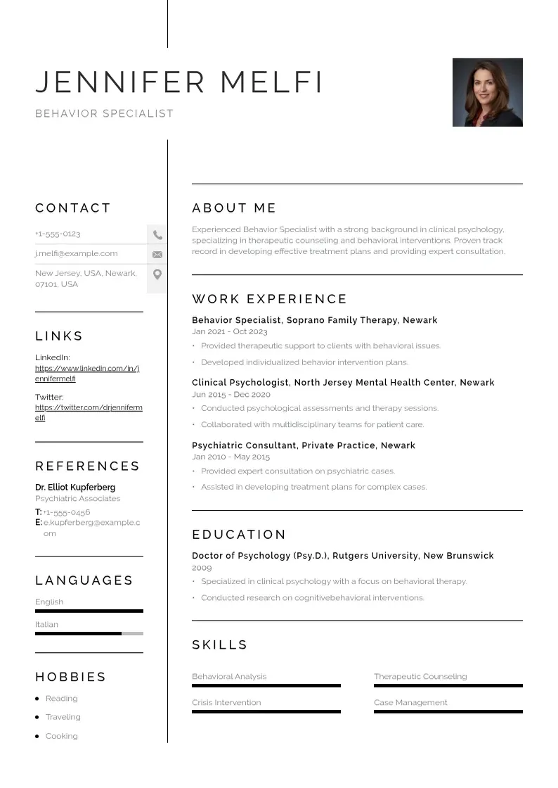 simple Behavior specialist resume resume example
