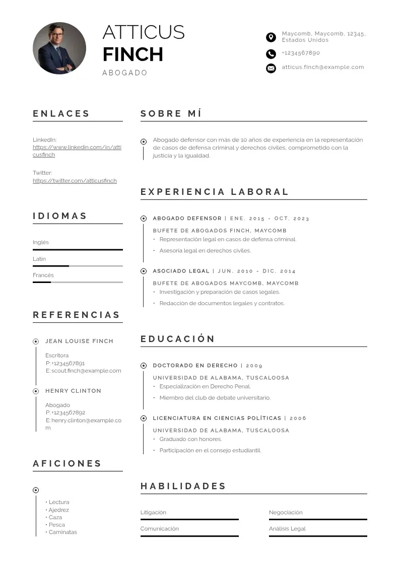 two column curriculum-de-abogado resume example