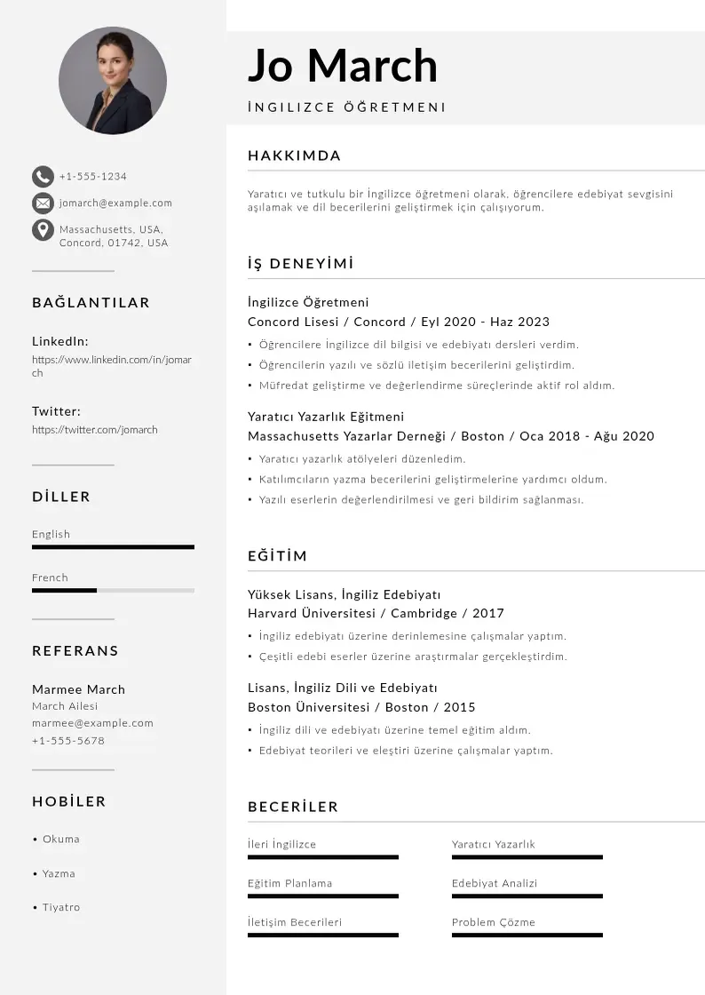 Mūsdienīga Ingilizce CV veidne