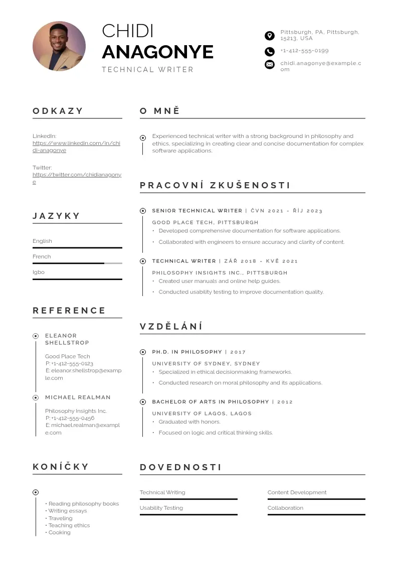 Profesionāla Technicky spisovatel zivotopis CV veidne