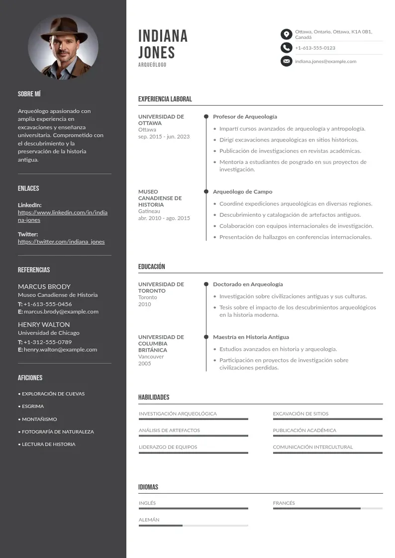 two column curriculum-canadiense resume example