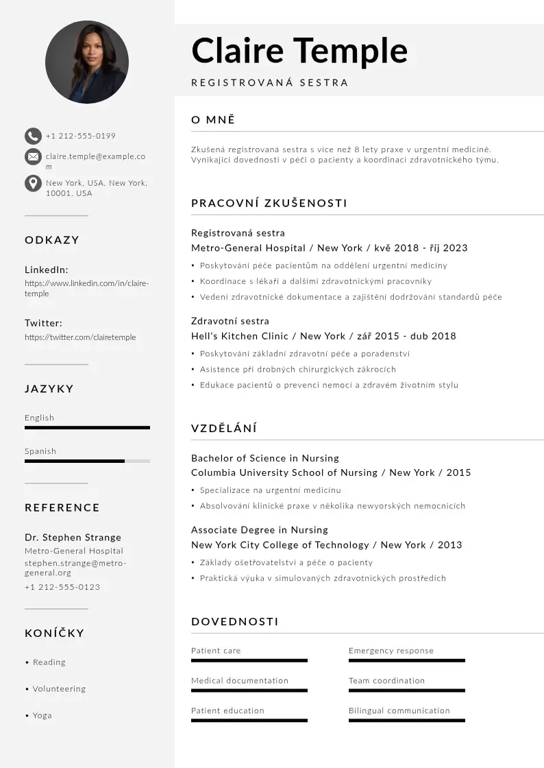 Mūsdienīga Registrovana sestricka zivotopis CV veidne