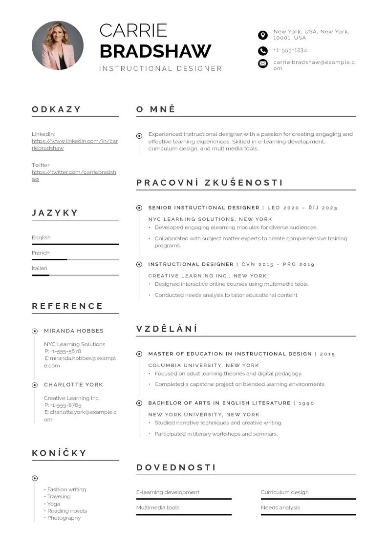 Profesionāla Vyukovy designer zivotopis CV veidne