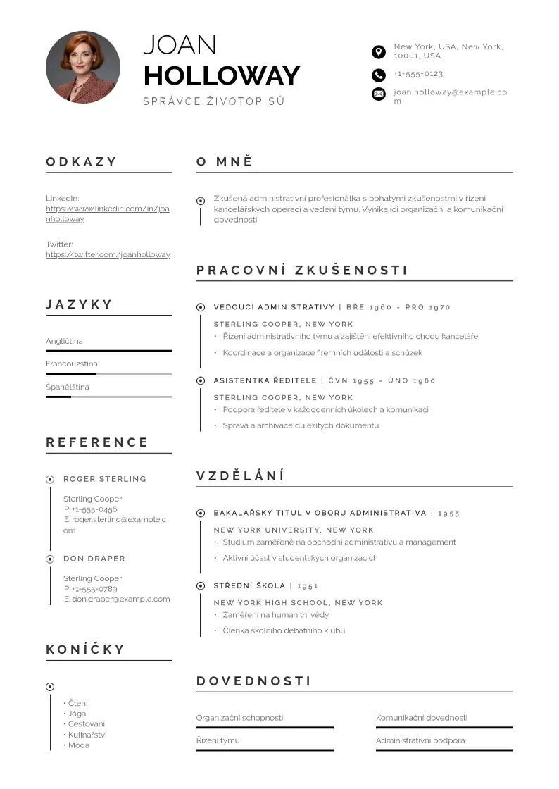 Profesionāla Spravce zivotopis CV veidne