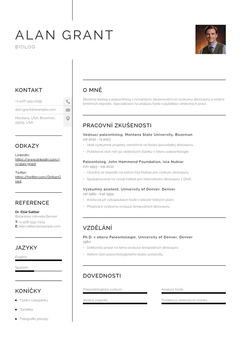Vienkārša Zivotopis biolog CV piemērs