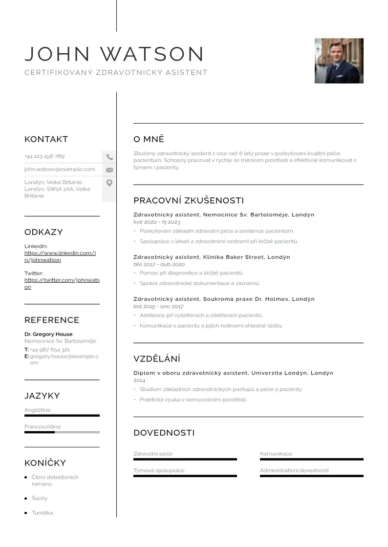 Vienkārša Certifikovany zdravotnicky asistent zivotopis CV piemērs
