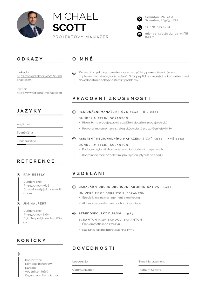Profesionāla Projektovy manazer zivotopis CV veidne
